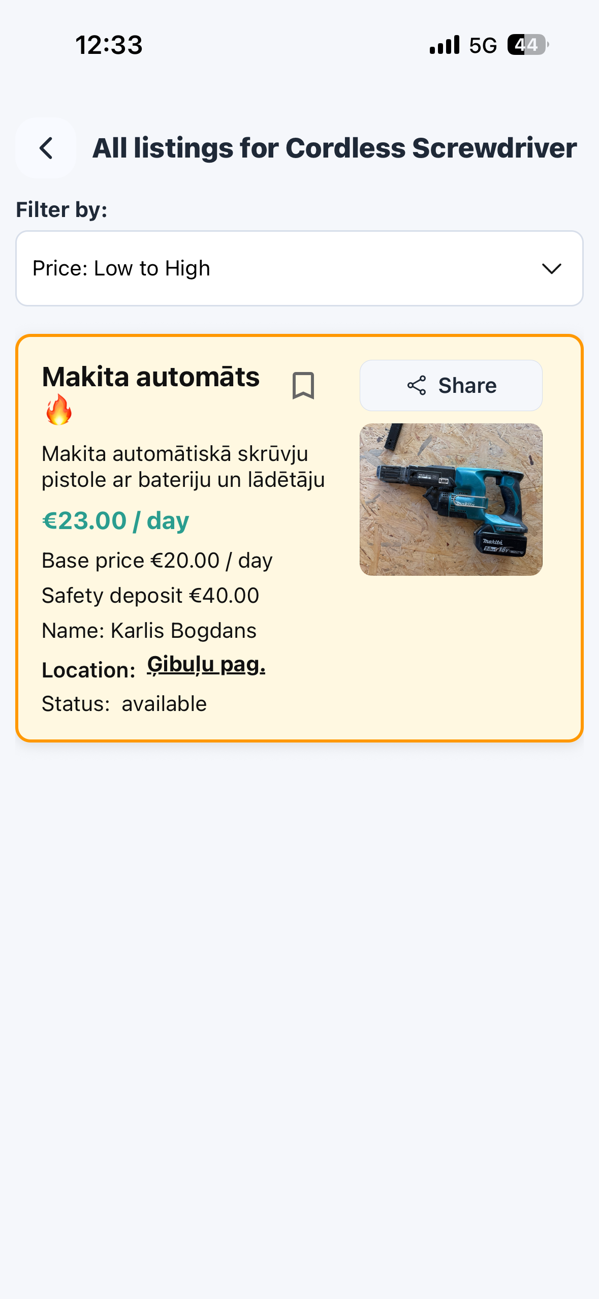 Rental requests ToolsForUse app screenshot