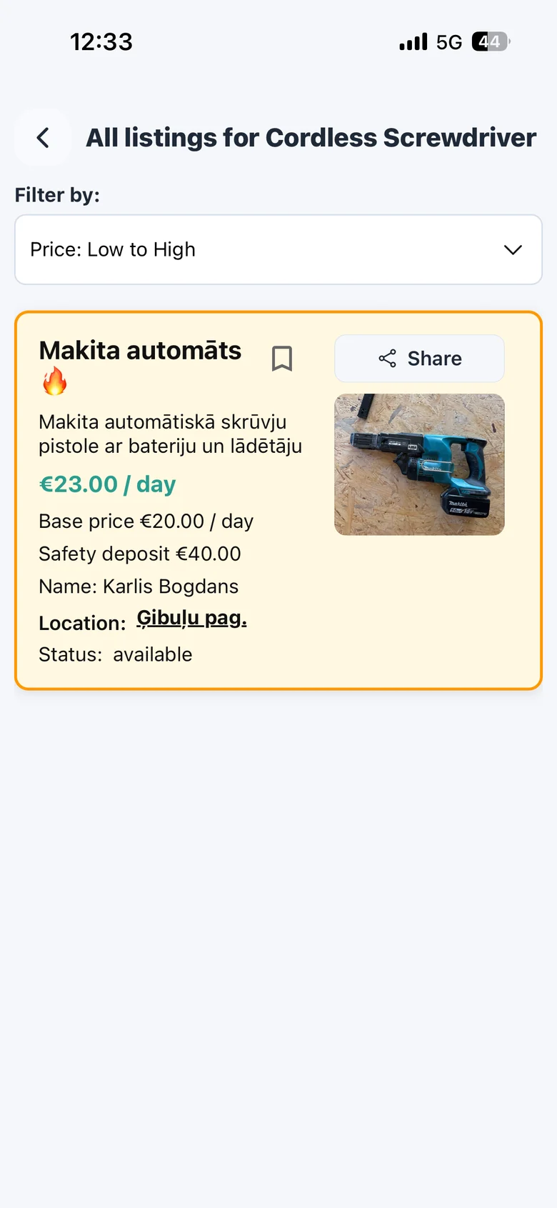 Hyresförfrågningar Skärmdump av ToolsForUse-appen