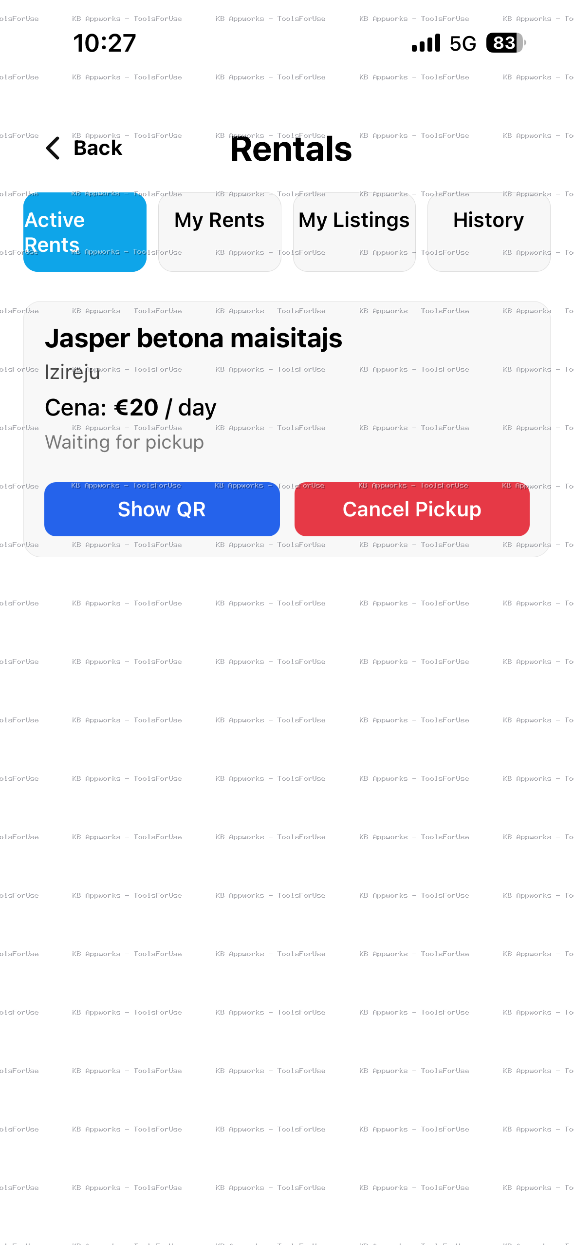 Rental requests ToolsForUse app screenshot