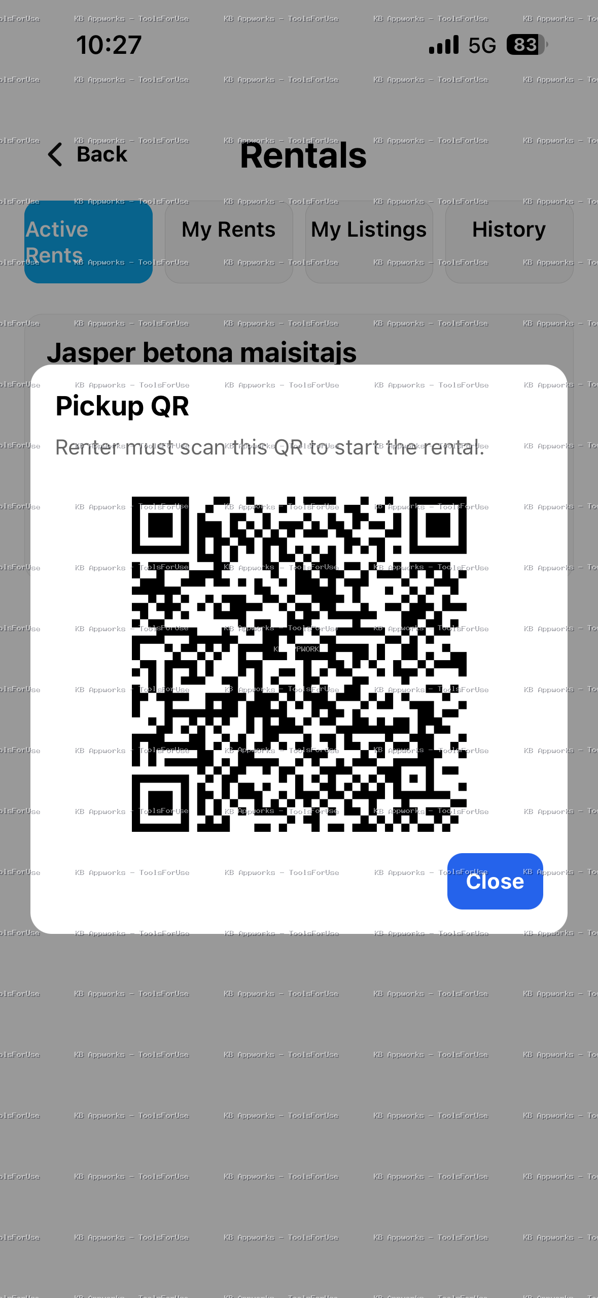 Rental requests ToolsForUse app screenshot